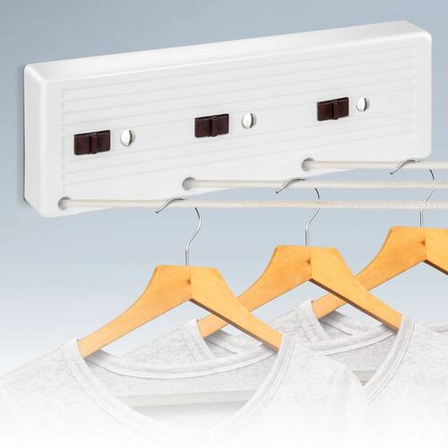 Tendedero Retractil Plegable Pared Interior Exterior 3 lineas