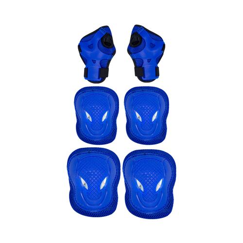 Kit Seguridad Skate Juvenil Azul Plástico PU Alta Resistencia Ajuste Velcro