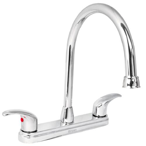 Mezcladora para Fregadero 8" Manerales de Palanca Acabado Cromado  Cuello Alto de Acero Inoxidable FOSET AQF-82  