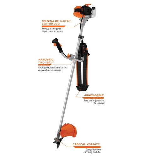 Desmalezadora a gasolina de 33cc Mango bici de 18" Calidad Premium Truper Mosco de Jardinería Corta pasto Hierbas Malezas