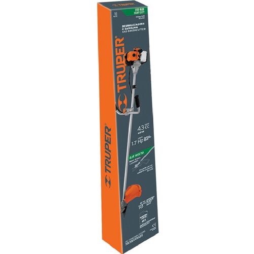 Desmalezadora a gasolina de 33cc Mango bici de 18" Calidad Premium Truper Mosco de Jardinería Corta pasto Hierbas Malezas