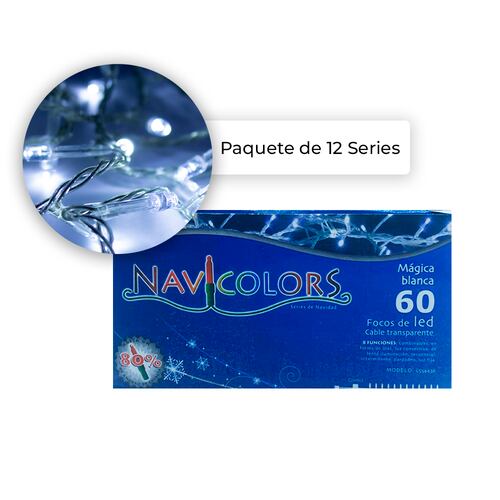 Serie Luz Blanca Navideña 60 Focos Led 3 Mts. Paquete De 12