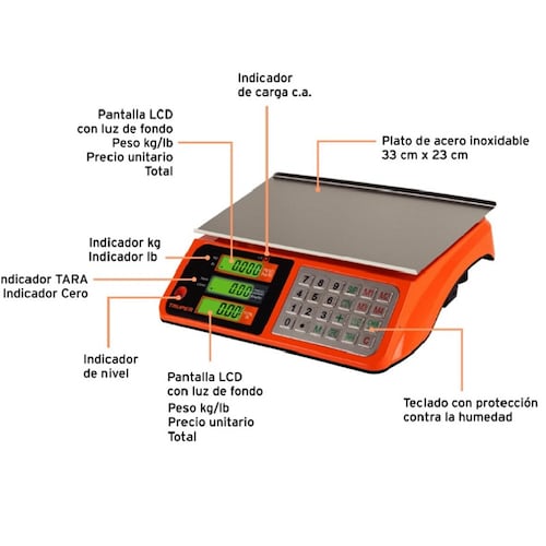 Bascula Electrónica Multifunciones Hasta 40Kg Truper BASE-40 Calidad Premium Comercio Comerciante Tienda Tiendas