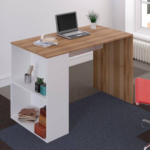 Escritorio Minimalista con archivero Madera con Blanco