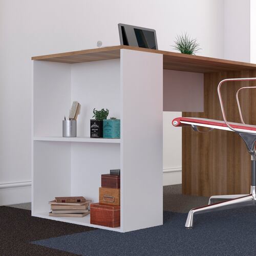 Escritorio Minimalista con archivero Madera con Blanco