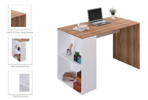 Escritorio Minimalista con archivero Madera con Blanco
