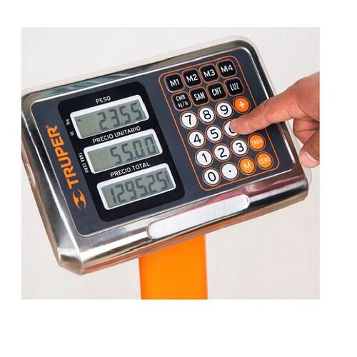 Bascula Comercial de Plataforma 40x50Cm Plegable Electrónica Truper BAS-200PLA hasta 200Kg Calidad Premium Recargable