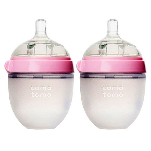 Biberón Comotomo Tacto Natural Flujo Lento 0-3 Meses 150 Ml 2 Piezas Rosa.