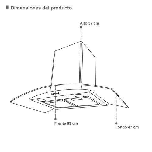 Combo campana de cocina de acero inoxidable color negro y parrilla empotrable de cristal templado SUPRA CASTELLUCIO campana extractora de 3 velocidades con parrilla a gas