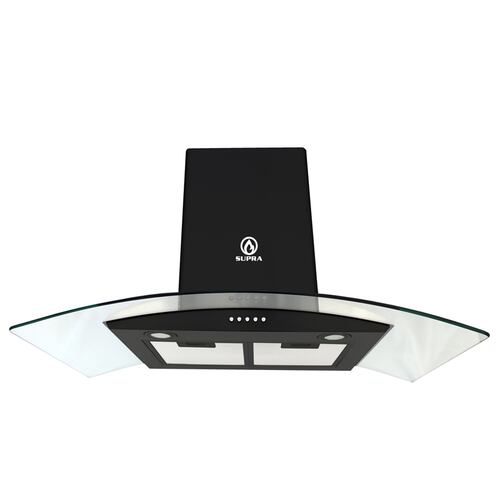 Combo campana de cocina de acero inoxidable color negro y parrilla empotrable de cristal templado SUPRA CASTELLUCIO campana extractora de 3 velocidades con parrilla a gas