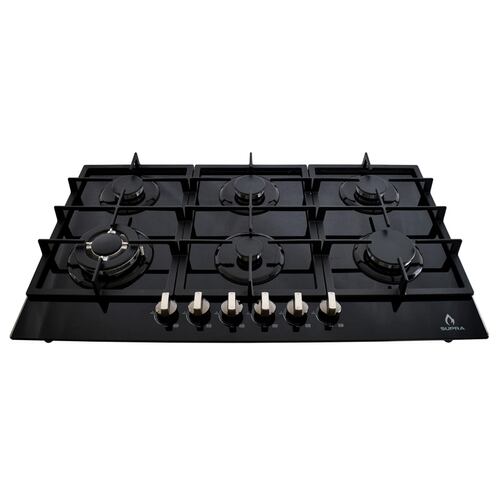 Combo campana de cocina de acero inoxidable color negro y parrilla empotrable de cristal templado SUPRA CASTELLUCIO campana extractora de 3 velocidades con parrilla a gas