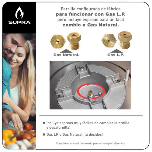 Combo campana de cocina de acero inoxidable color negro y parrilla empotrable de cristal templado SUPRA CASTELLUCIO campana extractora de 3 velocidades con parrilla a gas