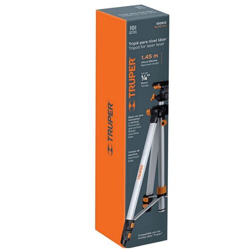 Tripié Telescopio extensible  compatible para niveles laser  Truper y dispositivos con rosca de 1/4"  p/nivel láser,50-150cm incluye funda  NL-TRI-150 Truper 