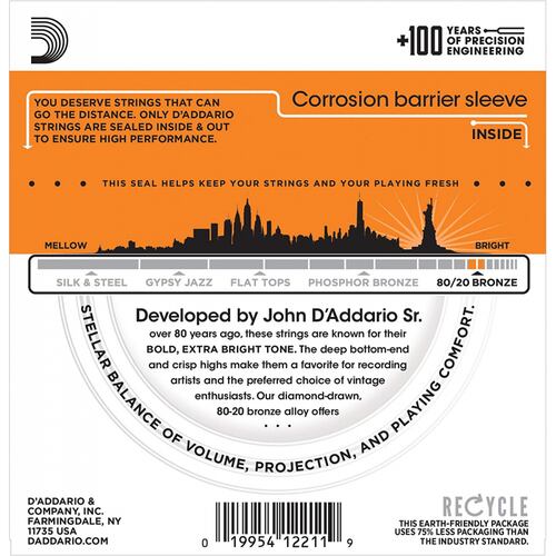Cuerdas para Guitarra Acústica D´Addario EJ10 Extra Light