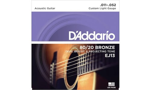 Cuerdas para guitarra acústica D´Addario EJ13 Calibre 11 - 52 Custom Light 