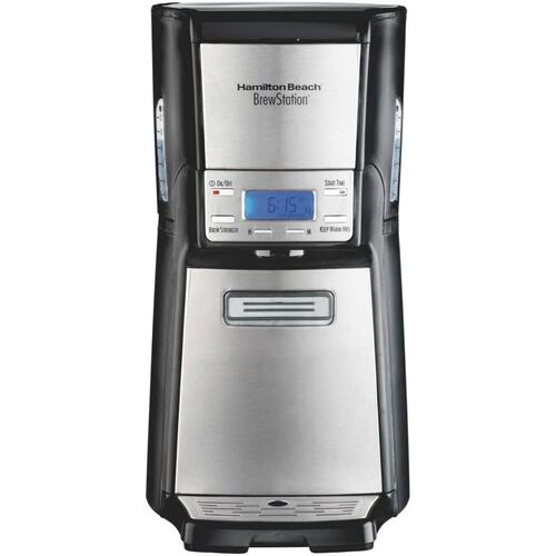Cafetera Hamilton Beach  programable, Dispensador automatico  Plata y Neg 48465