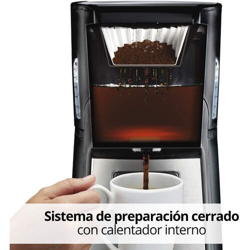 Cafetera Hamilton Beach  programable, Dispensador automatico  Plata y Neg 48465