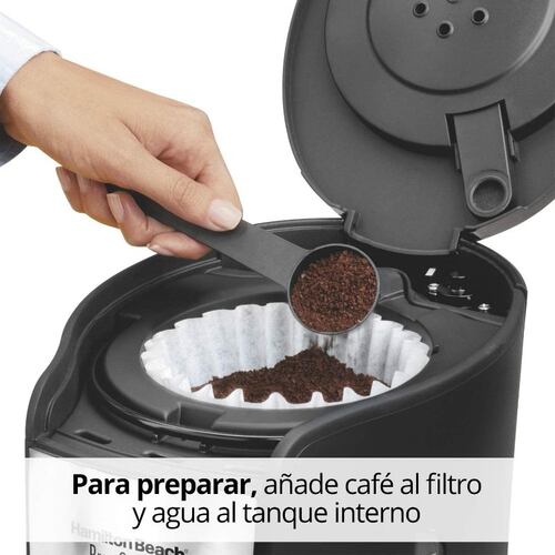 Cafetera Hamilton Beach  programable, Dispensador automatico  Plata y Neg 48465