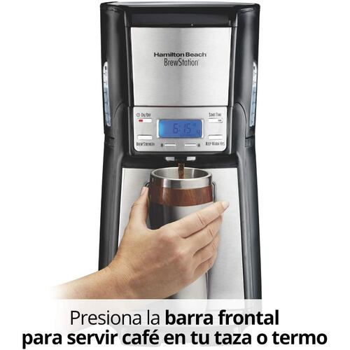 Cafetera Hamilton Beach  programable, Dispensador automatico  Plata y Neg 48465