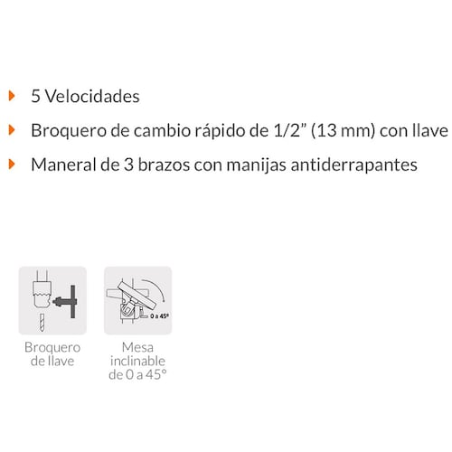 Taladro de Banco de 1/2 x 8" Truper TAPI-8 de 1/3 HP de 250W Uso en Talleres Perfora Metales Acero Madera Plásticos