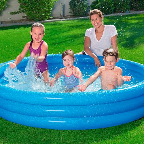 Alberca Inflable de Circular Con 3 Aros Infantil Azul 183 cm Diámetro