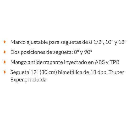 Arco profesional de solera para segueta 12" con Segueta Incluida de 30 cm APT-12 TRUPER 