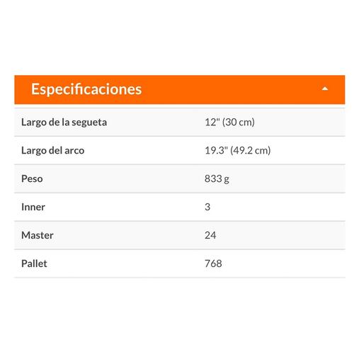 Arco profesional de solera para segueta 12" con Segueta Incluida de 30 cm APT-12 TRUPER 