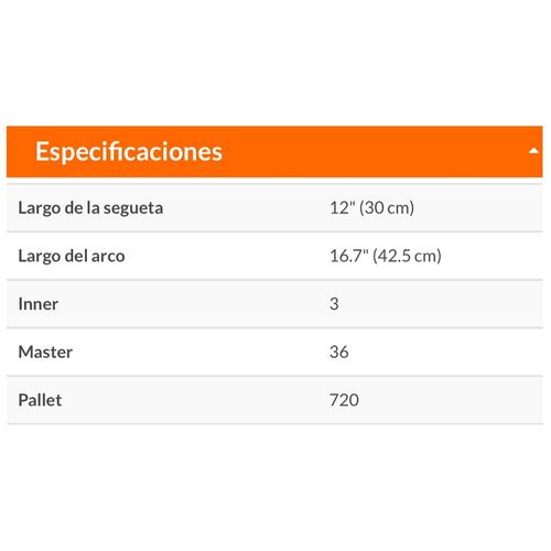 Arco Profesional  Tubular 12 "  Ajustable de Solera de Acero Niquelado incluida de 30 cm ATT-12 TRUPER 
