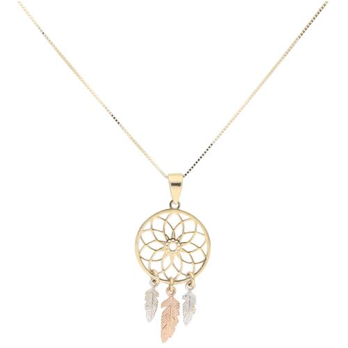 Collar de Oro Florentino de 14 Kilates Estilo Atrapa Sueños Para Dama