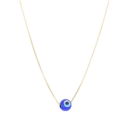 Collar de Ojo Turco de la Buena Suerte de Oro de 14 Kilates Para dama