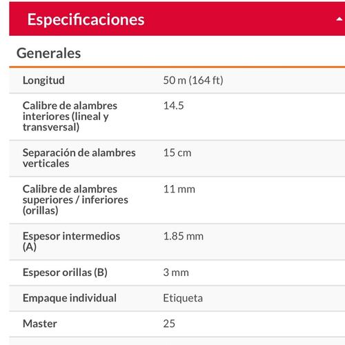Malla Ganadera de acero Galvanizado Graduada de 1.0 x 50 m para Cercos -Huertos y Corrales MAGA-50X10 FIERO