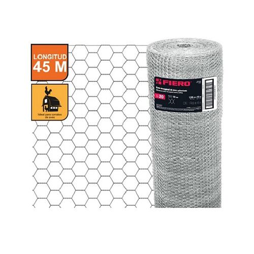 Malla de Acero Galvanizado, Hexagonal, 38 mm x 1.75 m cal.20  (45 de Longitud) para Cercar-Corrales MAHE-3817 FIERO 