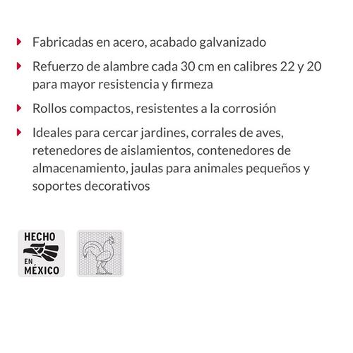 Malla de Acero Galvanizado, Hexagonal, 38 mm x 1.75 m cal.20  (45 de Longitud) para Cercar-Corrales MAHE-3817 FIERO 