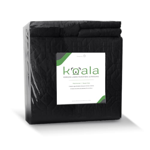 Edredón Ligero Koala Microfibra suave- Dos vistas - Individual -Negro/Rojo