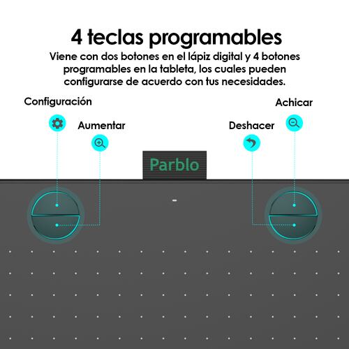 Tableta Digitalizadora Diseño Dibujo 6x4 pulgadas Parblo A640 V2 Negra .
