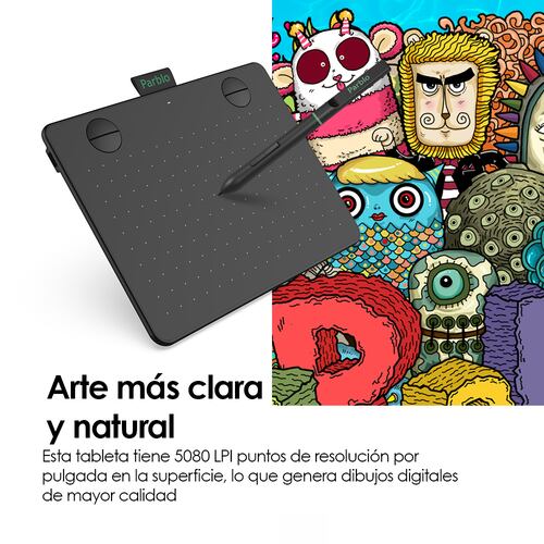 Tableta Digitalizadora Diseño Dibujo 6x4 pulgadas Parblo A640 V2 Negra .
