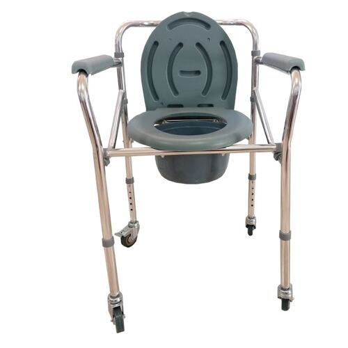 Silla Baño Comodo Cromado de Aluminio Con Ruedas Para Discapacitados.
