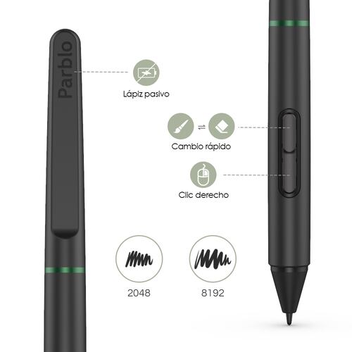Tableta Digitalizadora Parblo Ninos S Dibujo 6 x 4 pulgadas Verde