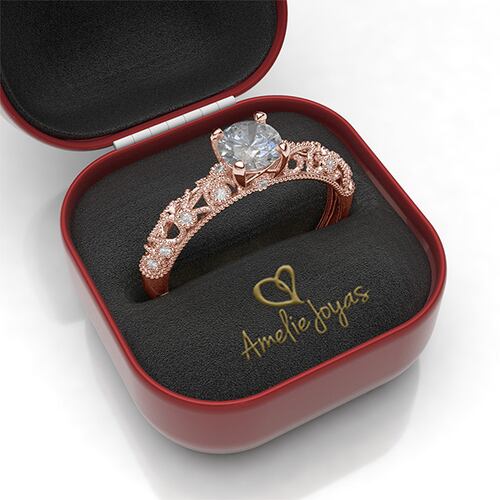 Anillo de compromiso en Oro Rosa de 14K Amelie Joyas