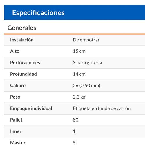 Tarja de Empotrar 80 x 50 cm, Tina Derecha,de Acero Inoxidable para Cocina-Casa -Hogar TA-851DB Basic