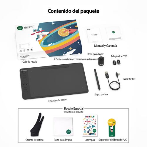 Tableta Digitalizadora Dibujo Parblo Intangbo M 10x6 pulgadas