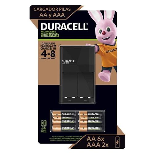 Kit Duracell Recarable Cargador + 6 pilas AA + 2 pilas AAA