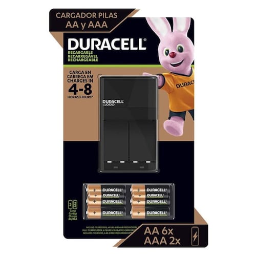 Kit Duracell Recarable Cargador + 6 pilas AA + 2 pilas AAA