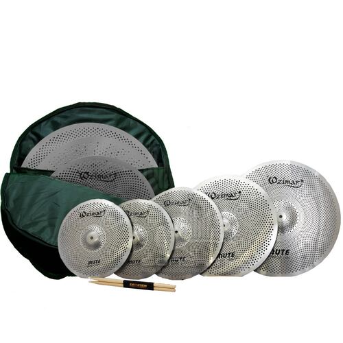 Set de Platillos OZIMAR con Reduccion de Sonido con Funda y Baquetas