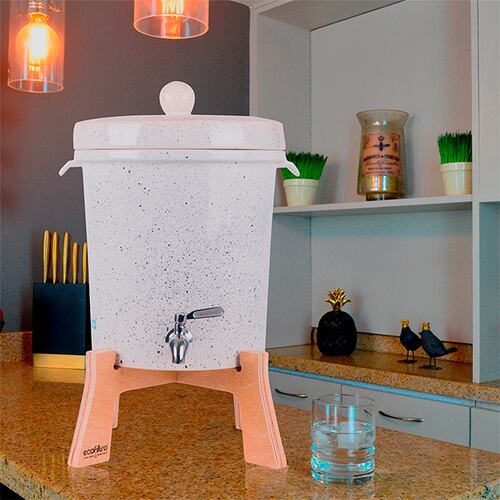 Ecofiltro Purificador Dispensador  y Filtro de Agua Cerámica Mediano (8 L) Blanco Puntos.