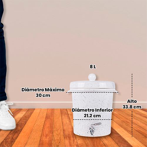 Ecofiltro Purificador Dispensador  y Filtro de Agua Cerámica Mediano (8 L) Blanco Puntos.