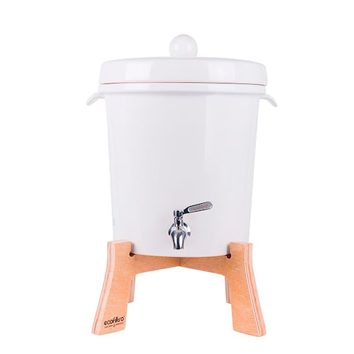 Ecofiltro Purificador Dispensador y Filtro de Agua Cerámica Mediano (8 L) Blanco solido.