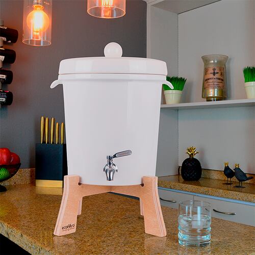 Ecofiltro Purificador Dispensador y Filtro de Agua Cerámica Mediano (8 L) Blanco solido.