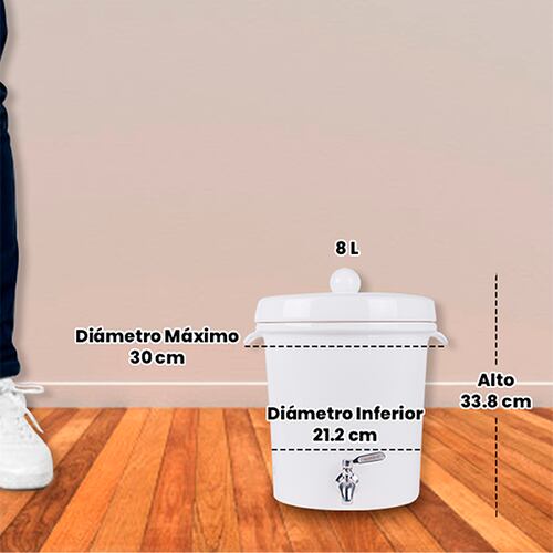Ecofiltro Purificador Dispensador y Filtro de Agua Cerámica Mediano (8 L) Blanco solido.