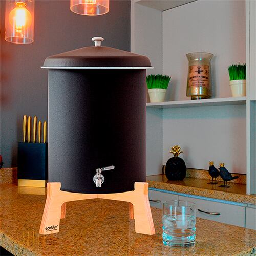 Ecofiltro Purificador Dispensador y Filtro de Agua Peltre Grande (27 L) Llave de Acero Negro